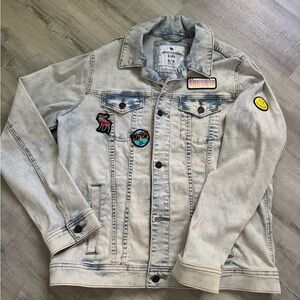 Abercrombie & Fitch Light Blue Denim Jacket with Fun Patches